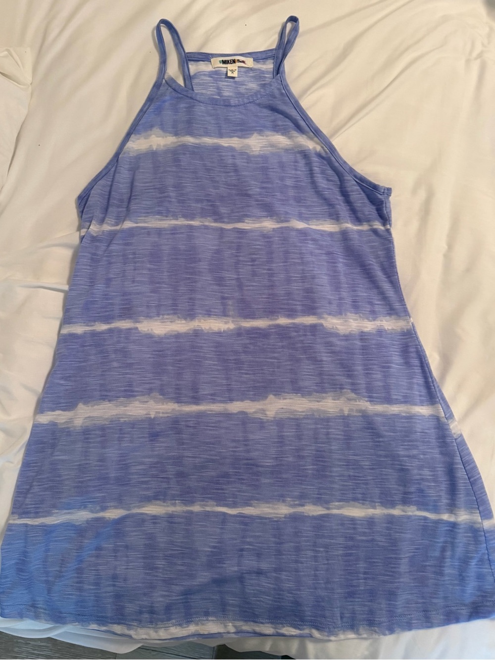 Miken Light Blue and White Tie-Dye swim cover up.